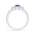 thumbnail image 2 of ANGARA Natural Amethyst and Diamond Three Stone Ring in 14K White Gold for Women (Size-7x5mm) | February Birthstone, Birthday, Anniversary, Jewelry Gift for Women | Natural Amethyst Ring, 2 of 8
