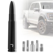 RECON - .50 Cal Bullet Style Truck/SUV Aluminum Antenna 5 - Black (Fits OEM Factory Threaded Antennas)