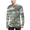 thumbnail image 1 of TSADFHJI Mens T-Shirts Graphiques 2Xlt Mens Shirts Manches Longues Camouflage Imprimé Col Rond T-Shirt Col Rond Blouse Légère Hauts L Vert Armée, 1 of 4