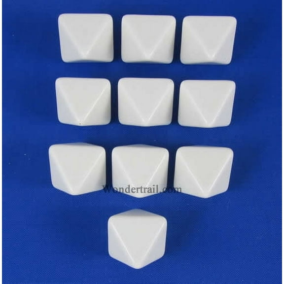 White Blank Dice with No Pips D8 16mm (5/8in) Pack of 10 Chessex