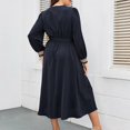 thumbnail image 3 of Kadahis Plus Size Deep V-Neck Sexy Long Sleeve for Women Fashion Basic Dress for Lady Waist Tie, 3 of 5