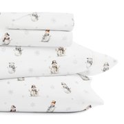 Noble Linens 3 Piece Holiday Microfiber Bed Sheet Set, Vintage Snowman, Twin