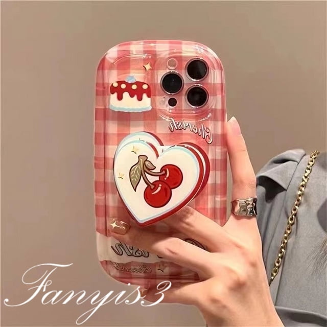 Para Samsung A14 A34 A54 A04 A04s A12 A13 A03 A03s A23 A52 A52s A22 A32 A51 A71 A50 A50s A30s A11 M11 Cherry Grid Jabón Funda Para Teléfono TPU Blanda Con Soporte