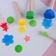 thumbnail image 4 of Tnobhg 5Pcs Sponge Stamp Stick DIY Painting Stencil Wooden Handle Easy to Clean Different Size Kids DIY Painting Stencils Arts Tool, 4 of 7