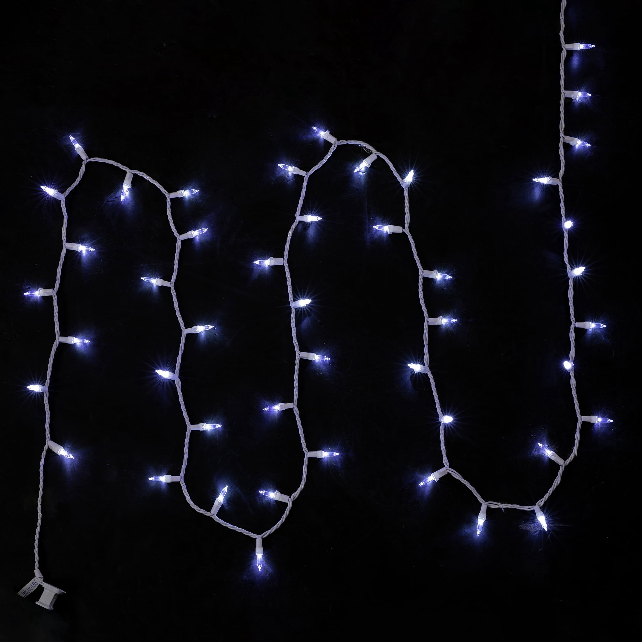 Indoor/Outdoor 50-Count LED Mini Christmas String Lights, Cool White, White Wire, 10.2', by Holiday Time