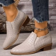 thumbnail image 2 of Chenyee Women's Leather Ankle Boots Low Chunky Heel Pointed Toe Comfortable Slip On Business Short Booties, 2 of 7