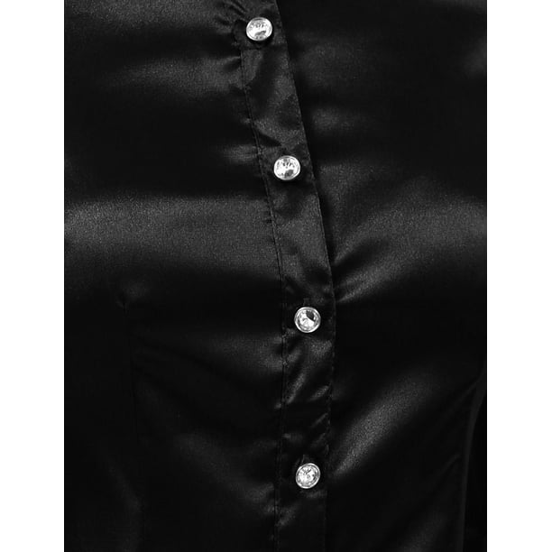 J. METHOD Women's Satin Button Down Shirt Long Cuff Sleeve J. METHOD Women's Satin Button Down Shirt Long Cuff Sleeve