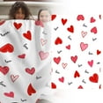 thumbnail image 3 of Valentine's Day Blanket Couple Blanket Winter Blanket Leisure Soft Blanket Warm Nap Blanket Flannel Blanket （100x70cm） Tassel Throw Blanket Small Fuzzy Blanket Blanket Sofa Flannel Blanket Full Size, 3 of 7