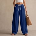 thumbnail image 5 of Women's Pants Plus Size Petite Summer Loose Casual High Waisted Elastic Waistband Pocket Straight Leg Cropped Pants, 5 of 8