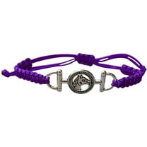 Unisex Horse Bit Charm Bracelet, Horse Lovers Equestrian Jewelry - Adjustable Friendship Braided String Stirrup Bracelet for Women, Men, Teens, Boys and Girls (Purple)