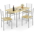 thumbnail image 2 of Costway 5 Piece Dining Table Set Wood Metal Kitchen Breakfast Furniture with 4 Chair Walnut, 2 of 10