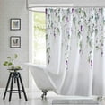 thumbnail image 6 of Long 72"x84" Watercolor Leaves Flowers Shower Curtain Set with Hooks,Green and Purple with Floral Bathroom Curtain,Waterproof Washable Fabric for Bathroom Decor, 6 of 6