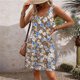 thumbnail image 4 of Vestido Corto para Mujeres Verano sin Mangas Cuello en V, Impresión de Moda con Bolsillos, Poliéster de Algodón Casual, 4 of 9