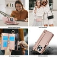 thumbnail image 5 of Allytechgroup Wallet Case for iPhone 14 Pro Max, RFID Blocking Multiple Cards Holder Zipper Pocket Hand Strap Shockproof Stand Phone Case with Crossbody Lanyard for Women Girls, Rosegold, 5 of 7
