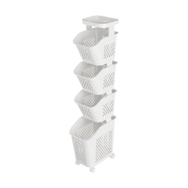 Lipstore Laundry Basket with Wheels Rolling Laundry Sorter Cart for Toys Laundry Room 4 Layer