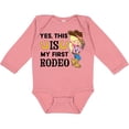 thumbnail image 3 of Inktastic Yes, This is My First Rodeo Cowgirl in Hat and Boots Girls Long Sleeve Baby Bodysuit, 3 of 5