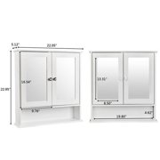 SalonMore Bathroom Wall Cabinet with Double Mirror Doors and Adjustable Shelf,Wooden Medicine Storage Cabinets Organizer,White