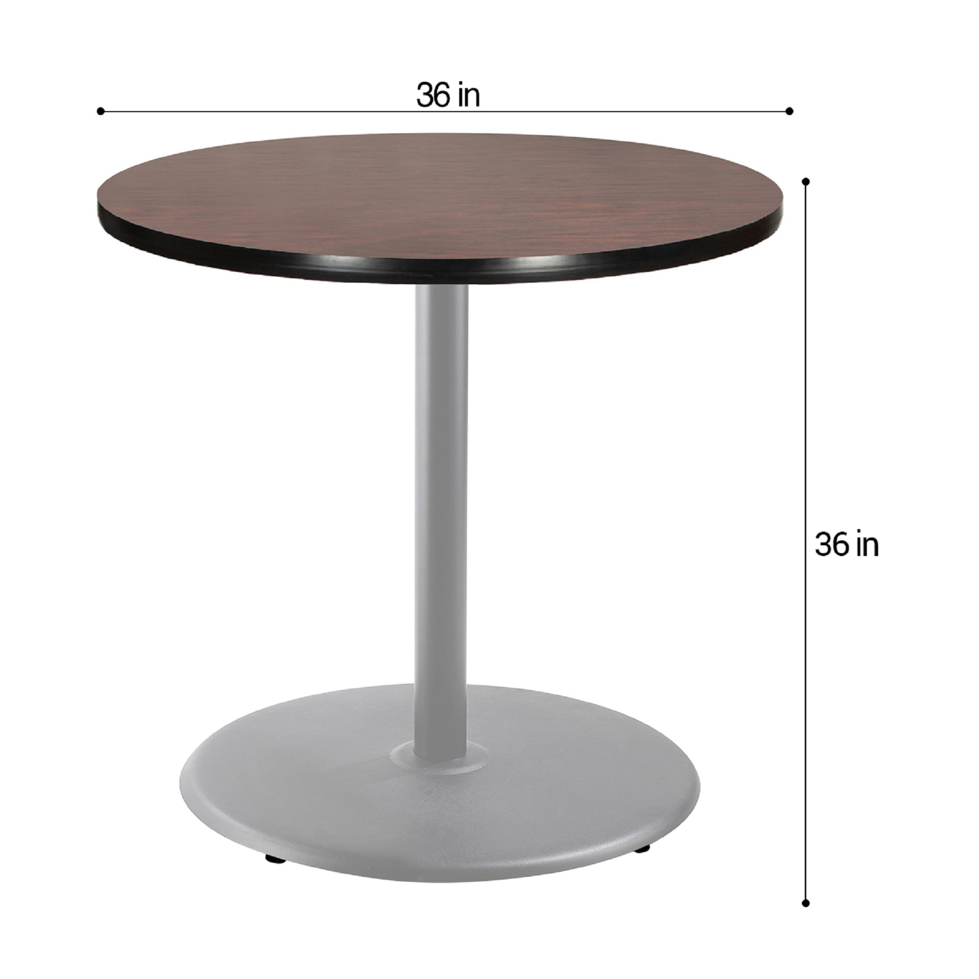 Hampden Furnishings Bennet Collection Steel Frame 36" Round Top, Round Base, 36" Height, Cafe Table Grey Frame/Mahogany Top