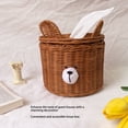 thumbnail image 4 of Porte-Mouchoirs, Boîte à Mouchoirs Marron à Accès Facile Distributeur en Rotin Ours Mignon Rond pour Table, 4 of 8