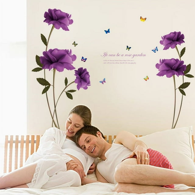 EGNMCR Autocollants Muraux, Autocollants Mignons DIY Rose Violet Amovibles Décoration Maison Autocollants Muraux