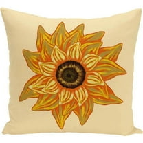 Simply Daisy 16" x 16" El Girasol Feliz Polyester Indoor/Outdoor Pillow, Yellow (1 count)