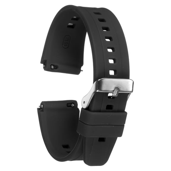 Uxcell Silicone Watch Band 18mm Quick Release Flexible Soft Rubber Replacement Watch Strap with Stainless Steel Clasp for Men Women, Black
