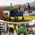 thumbnail image 2 of 2-in-1 Folding Garden Wagon Cart with Lounge Chair,Large Capacity Collapsible Utility Trolley,Lightweight Carbon Steel, 360° Swivel Wheels, Portable for Camping, Lawn, Travel, 2 of 8