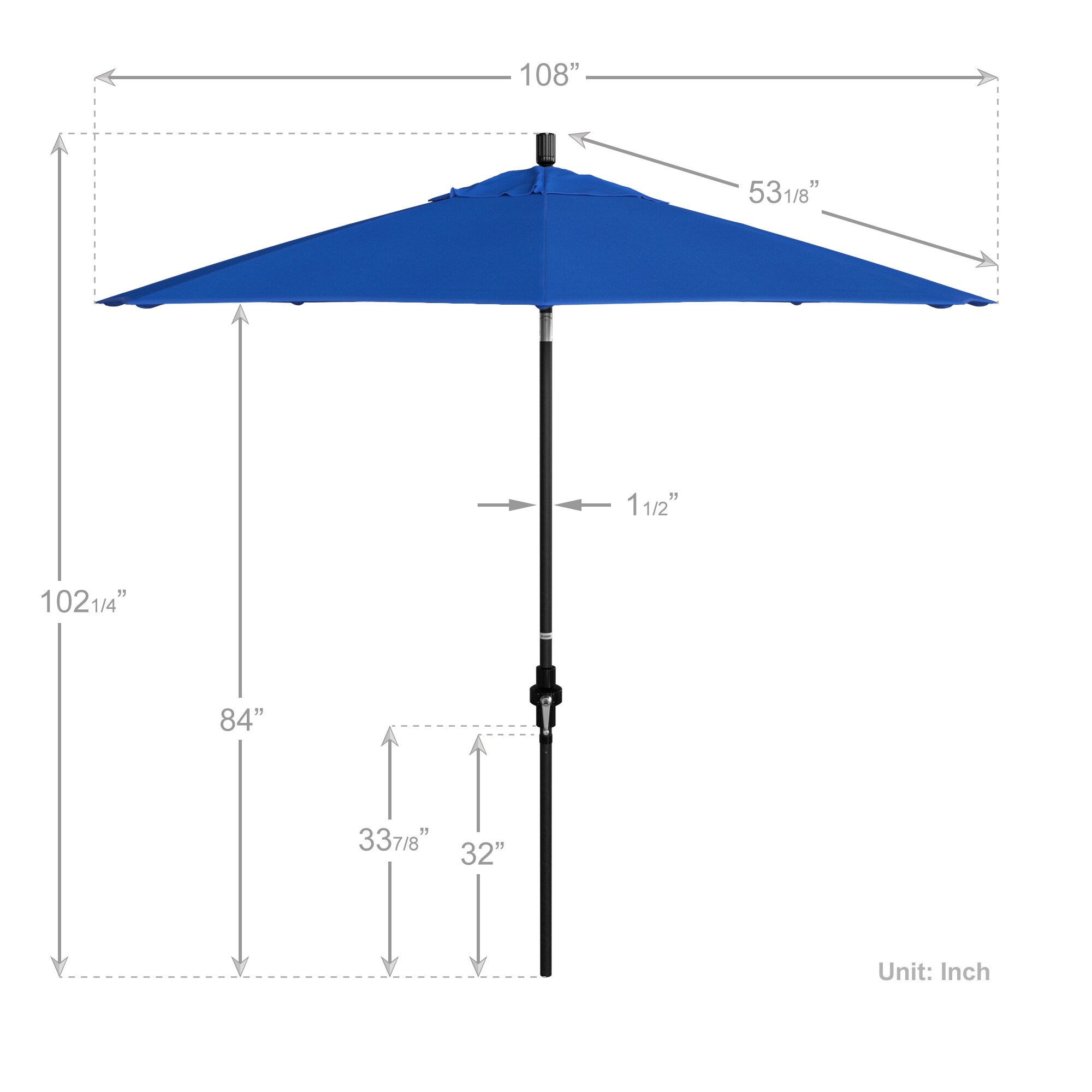 California Umbrella 9' Patio Umbrella in Royal Blue - image 5 of 5