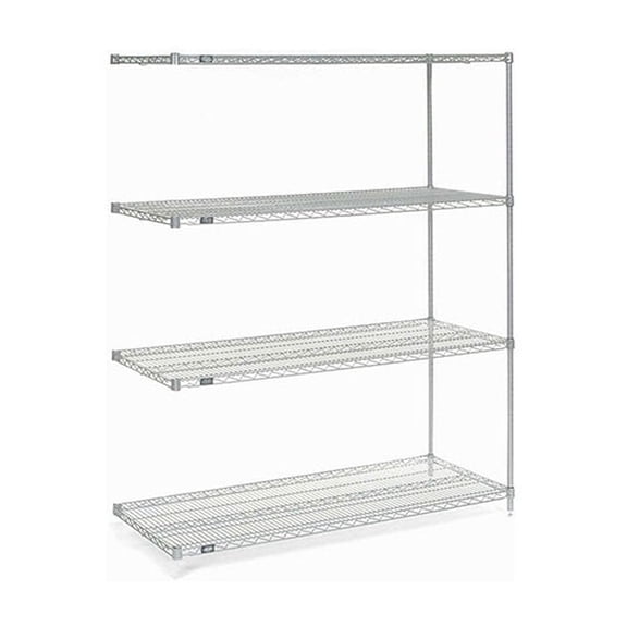 Nexel 189351 Poly-Z-Brite Wire Shelving Add-On 42 x 18 x 86 in. - Clear