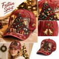 thumbnail image 2 of Basysin Vintage Christmas Print Baseball Cap Adjustable Curved Soft Hat Casual Lightweight Sun Hat Fashion Holiday Pattern Outdoor Headwear for Women Winter Hat, 2 of 5