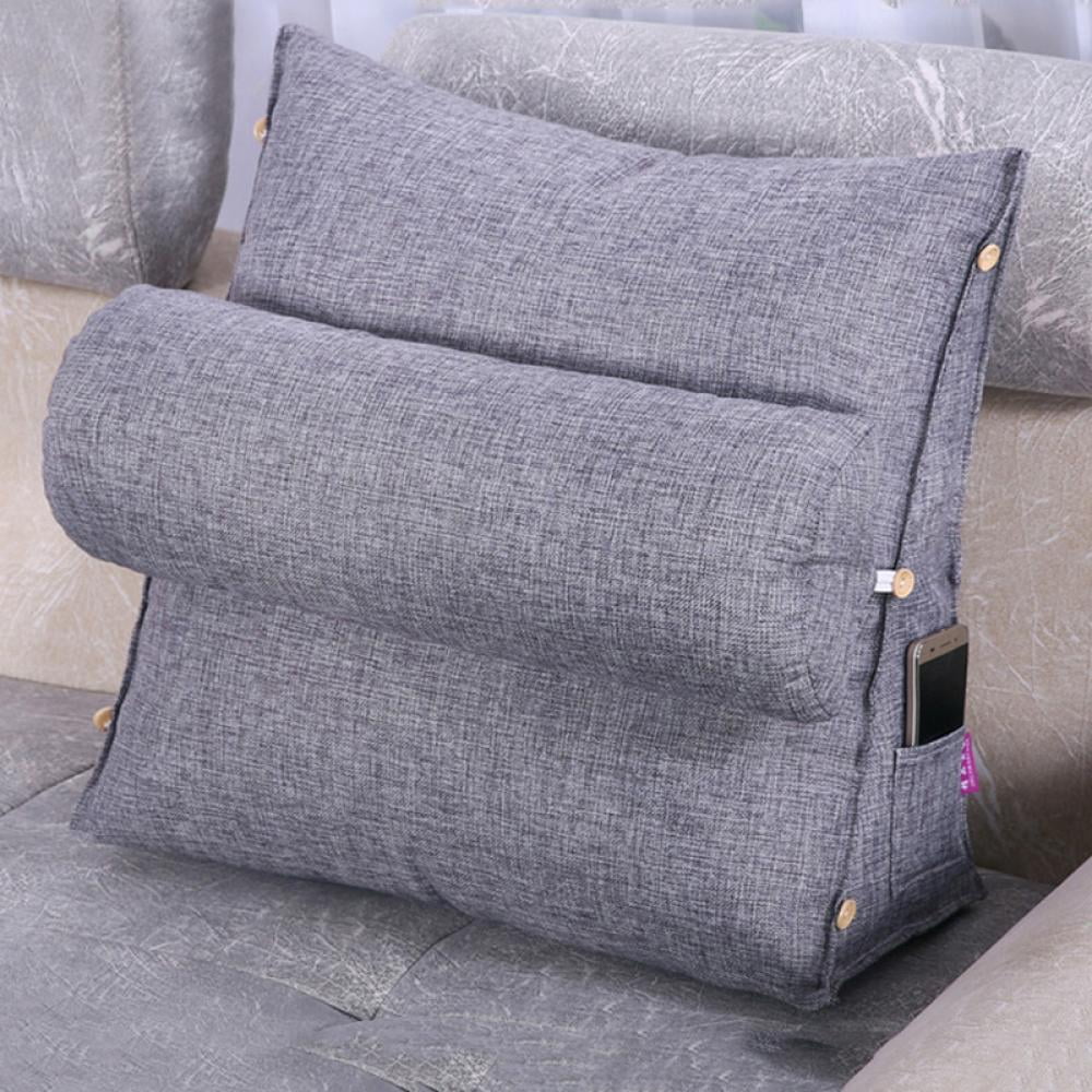 Three Gear Adjustable Back Wedge Cushion Pillow 17.7x17.7x7.87in Sofa Bed  Office Chair Rest Cushion Waist Neck Support Pillow with Small Pockets