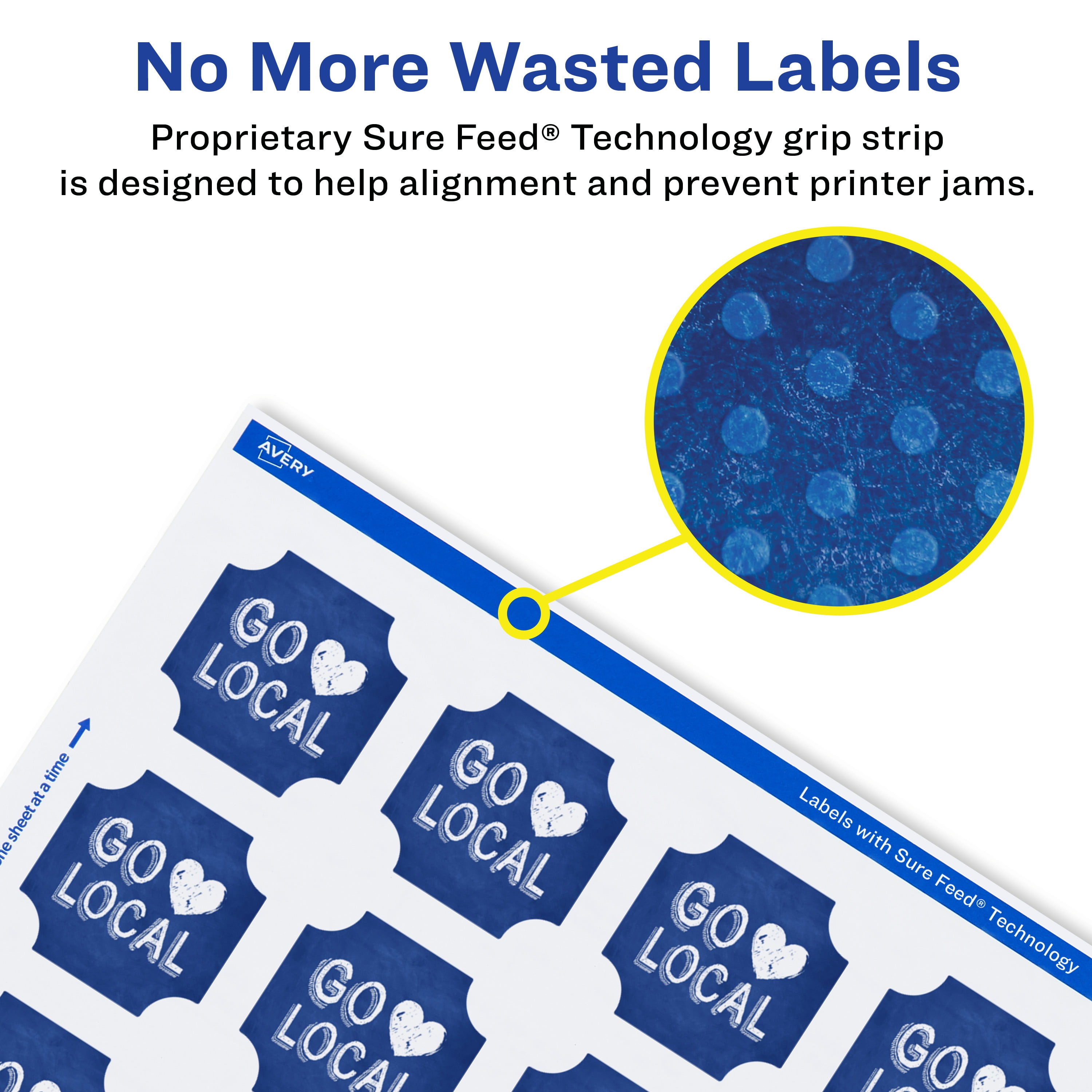 Avery White Square Scalloped Labels, 1-5/8" x 1-5/8", 1,000 Labels