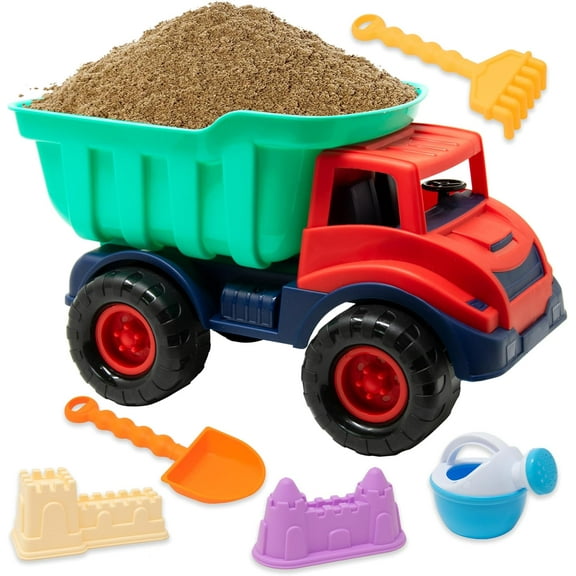 Beach Toys Sand Toys for Kids, Beach Dump Truck Set Includes Sand Castle Molds, Shovel, Rake, Watering Can