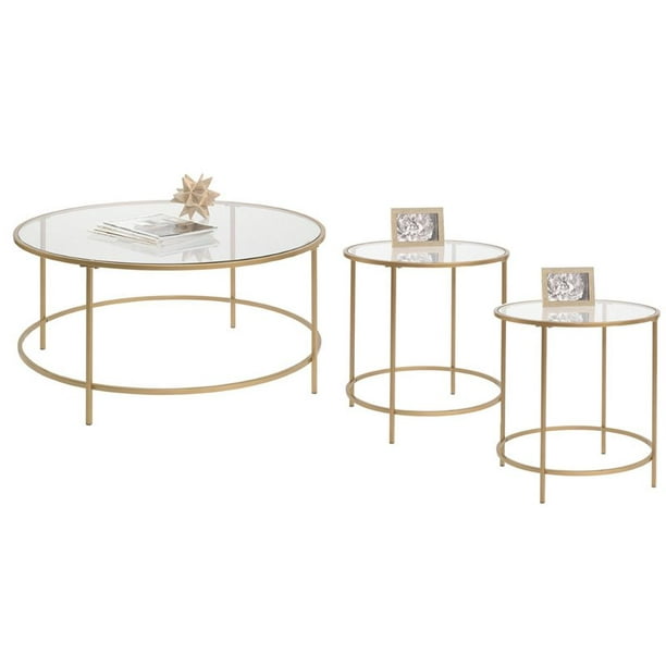Home Square 3 Piece Coffee Table Living, Gold Living Room Table Set