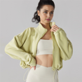thumbnail image 4 of Women's Fleece Cropped Jacket with Drawstring Hem Green L, 4 of 7