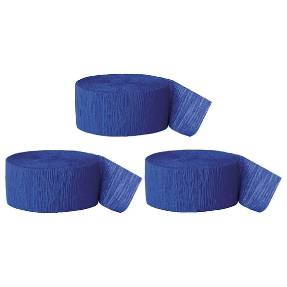 Koyal Wholesale Crepe Paper Streamer Hanging Party Decorations Kit, 240-Feet, Royal Blue, 1-Pack, 3-Rolls