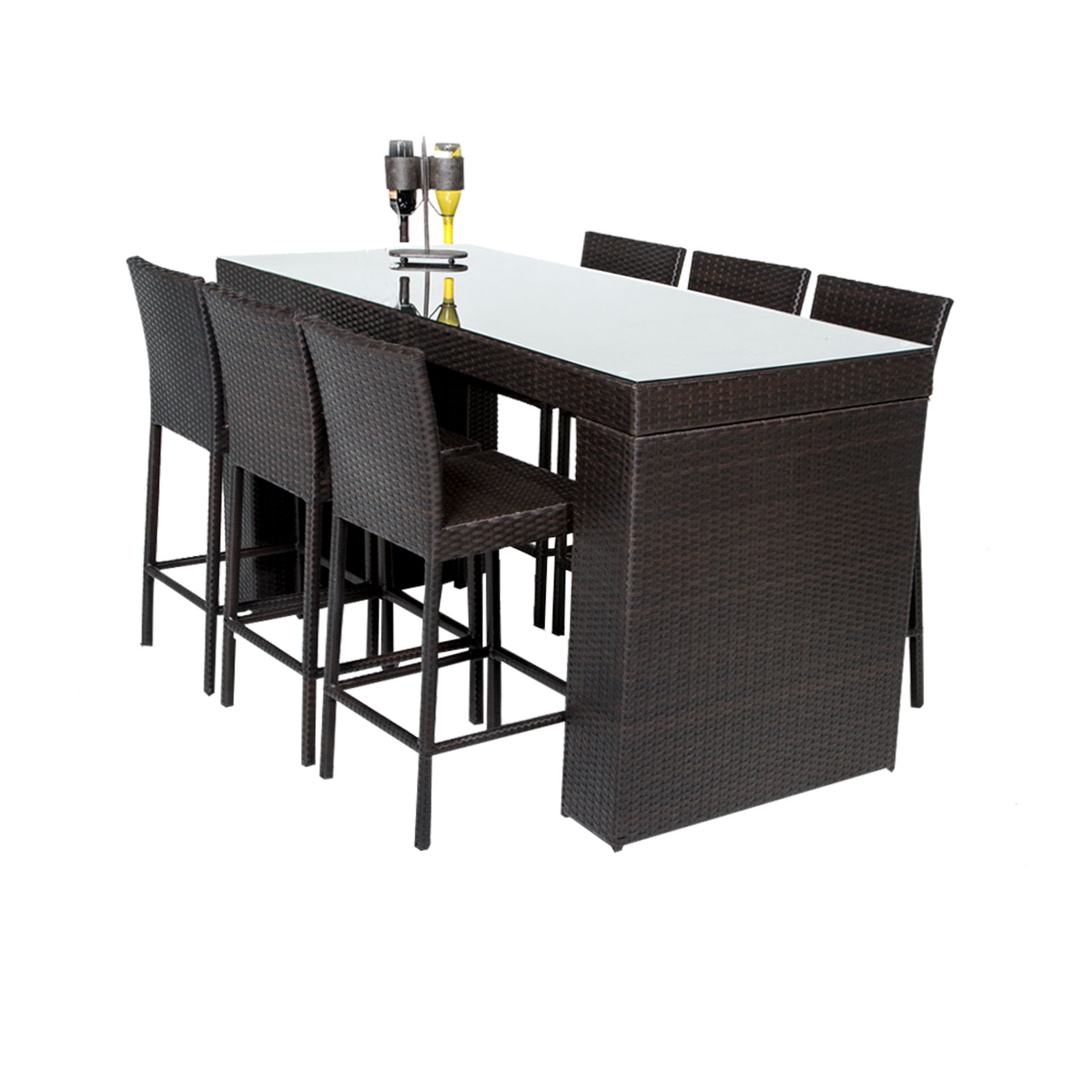 bar table set with barstools 7 piece outdoor wicker patio furniture