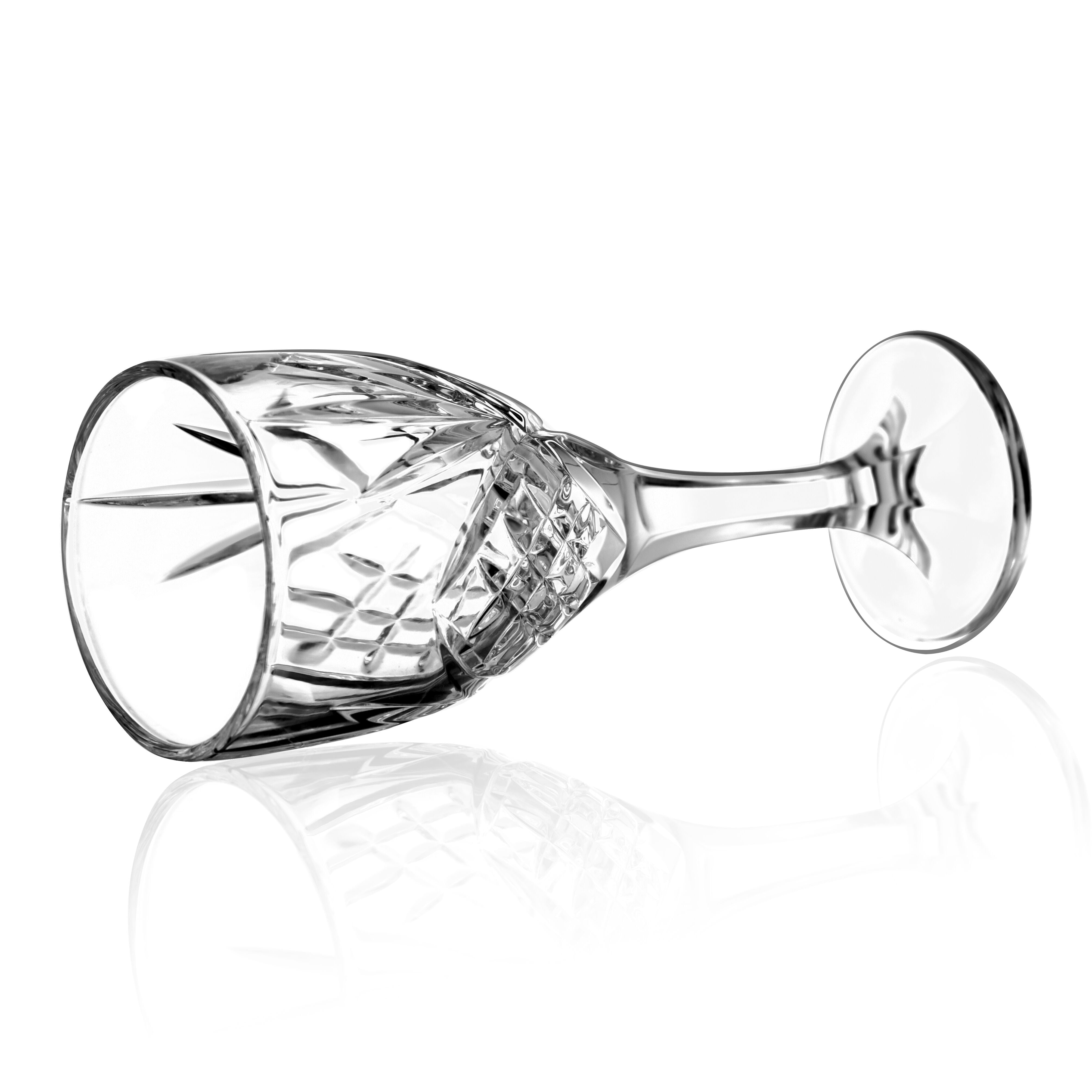 STP GOODS Crystal Rocks Wine Glass Set of 6 pcs 8.5 fl oz (250 ml) Glasses for Red and White Wine Bar Glasses Glass Wine Goblets, Clear Glass with Stem