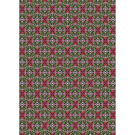 Ahgly Company Indoor Rectangle Patterned Purple Lily Purple Novelty Area Rugs, 2' x 4'