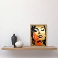 thumbnail image 2 of Gold Beauty Woman Face with Earrings Red Splat Paint Linocut Portrait Teen Room Artwork Framed Wall Art Print A4, 2 of 4