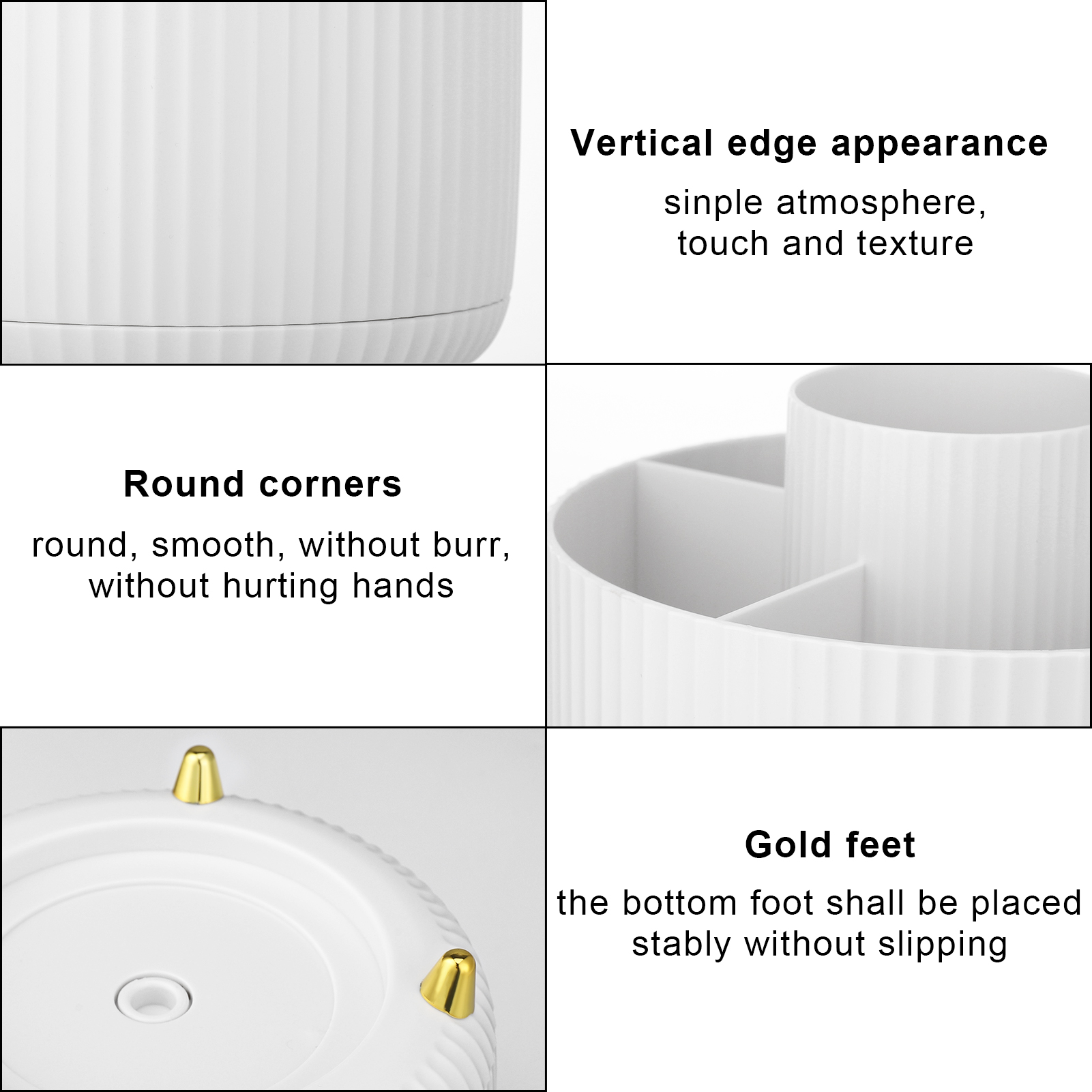 AOWOO 360° Rotating Makeup Brush Holder, White photo 3