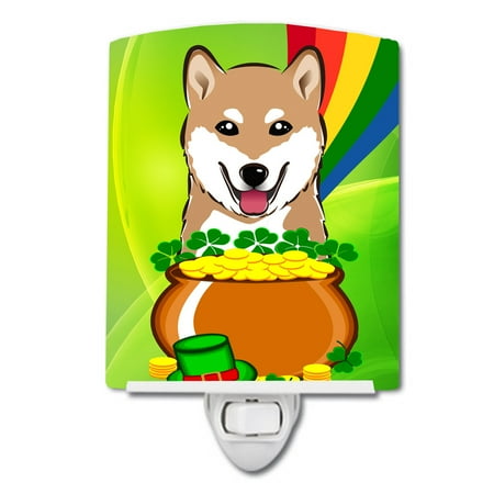 

Caroline s Treasures BB1969CNL Shiba Inu St. Patrick s Day Ceramic Night Light 6x4x3 multicolor