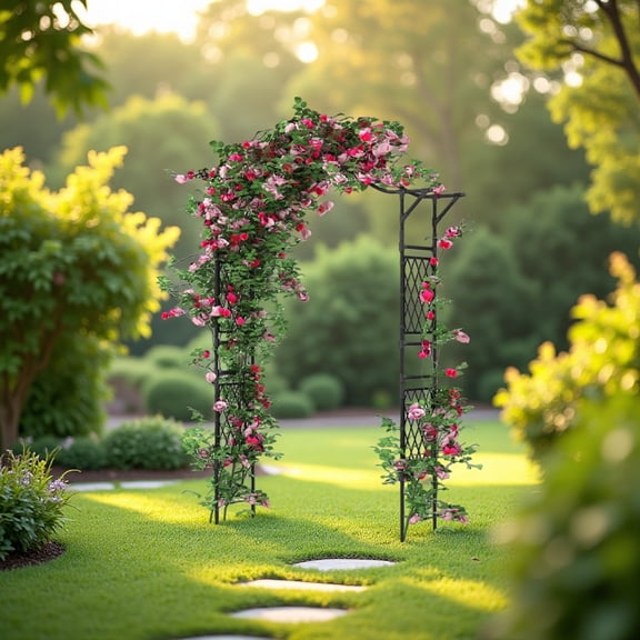 Rustproof Garden Arch Trellis for Climbing Plants, 67”x83” Metal Arched Plant Support with Easy Assembly for Wedding, Garden & Outdoor Decor