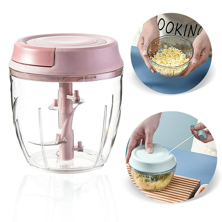 Manual Food Chopper - Hand Held Pull Chopper/Mincer/Mixer/Blender to Chop Fruits, Vegetables, Herbs, Nuts, Onion, Salad etc. - Durable Food