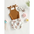 thumbnail image 3 of Hirigin Newborn Baby Girl Western Outfits Ribbed Tank Romper Top and Cow Print Shorts Headband 3 6 12 18 Months Summer Clothes Set, 3 of 8