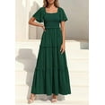 thumbnail image 5 of PRETTYGARDEN Summer Dresses for Women Boho Swiss Dot Smocked Square Neck Short Sleeve Spring Wedding Guest Maxi Dress, 5 of 10