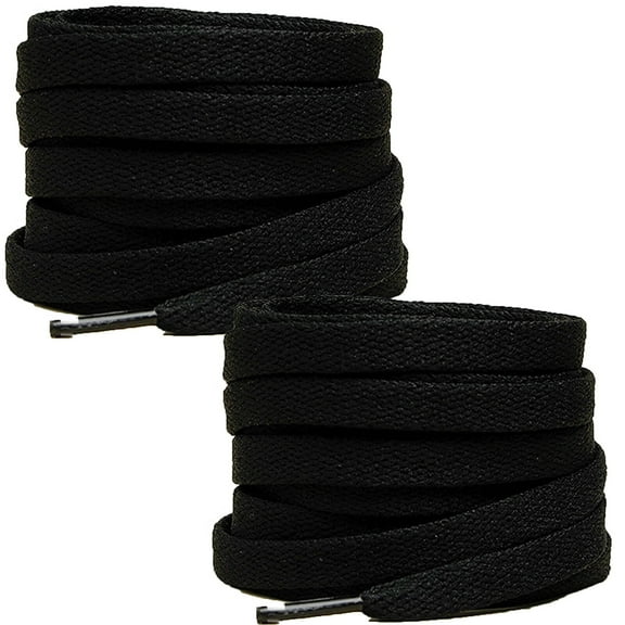 TELOLY 2Pcs Shoe Laces for Sneakers Flat Shoelace Shoe Laces Tightly Woven Shoe Laces for Sneakers Black