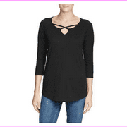Eddie Bauer Ladies' ¾ Sleeve Cross-Front Tunic S/Black