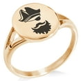thumbnail image 1 of Stainless Steel Legendary Blackbeard Pirate Minimalist Oval Top Polished Statement Signet Ring, 1 of 1