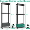 thumbnail image 2 of Rolling Clothes Rack, 3 Tier Garment Rack for Hanging Clothes, Metal Wire Wardrobe with Drawer Rods Portable Closet Organizer Freestanding Clothing Shelf with Wheels, Black, 2 of 6